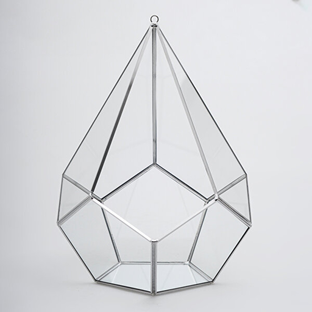 El Crea Designs Çikolata Kutusu Gümüş Fanus Geometrik Teraryum Prizma Cam Rubby 31 x 22 x 22CM Bitki Fiyatı