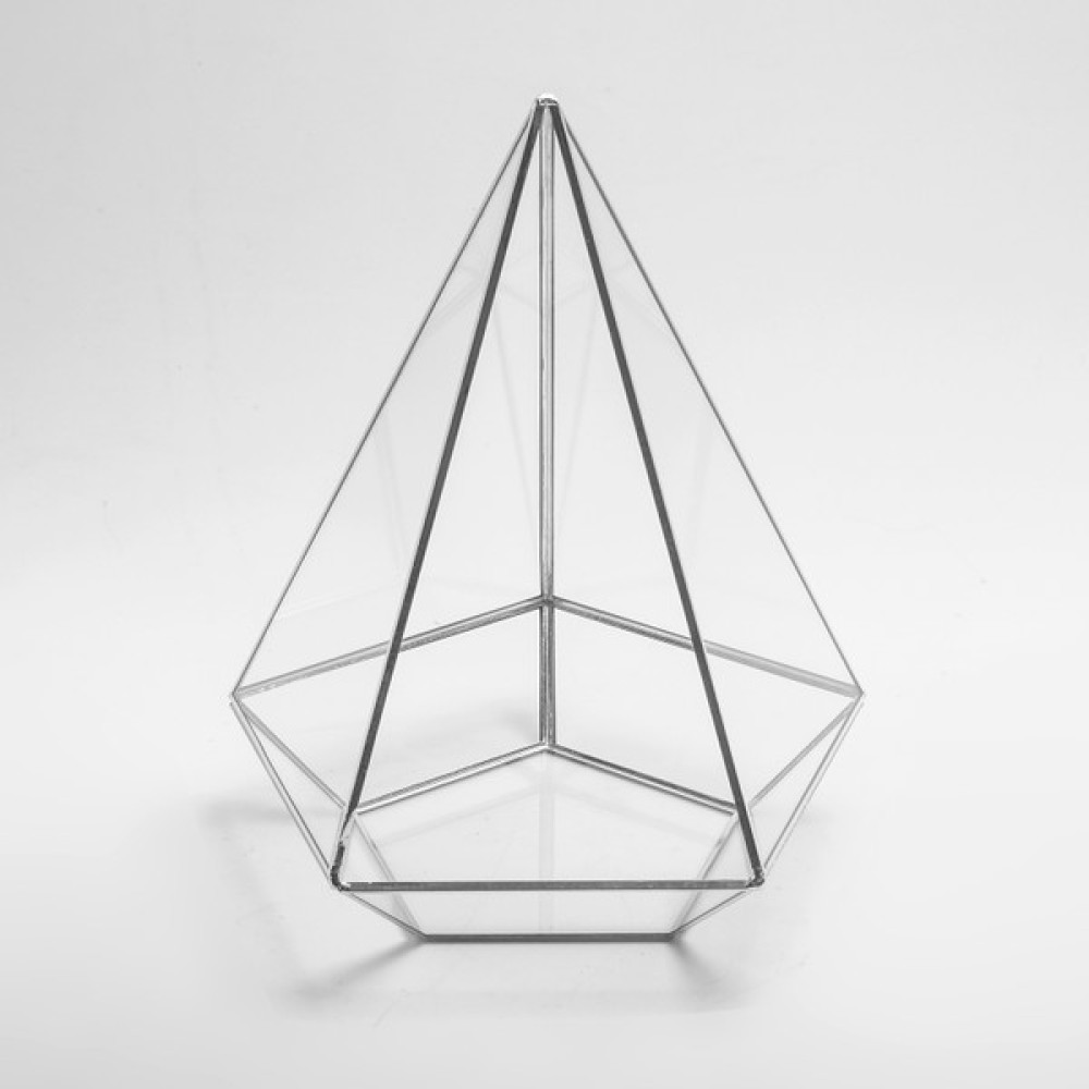 El Crea Designs Gümüş Silver Geometrik Teraryum Prizma Cam Fanus Çikolata Kutusu 26 x 21 x 21 cm Bitki Fiyatı