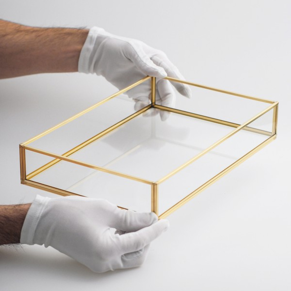 El Crea Designs Nişan Tepsisi Sunum Kahve Söz Dekoratif Gold Pirinç Brass 30X20X6CM Servis Tepsisi Fiyatı