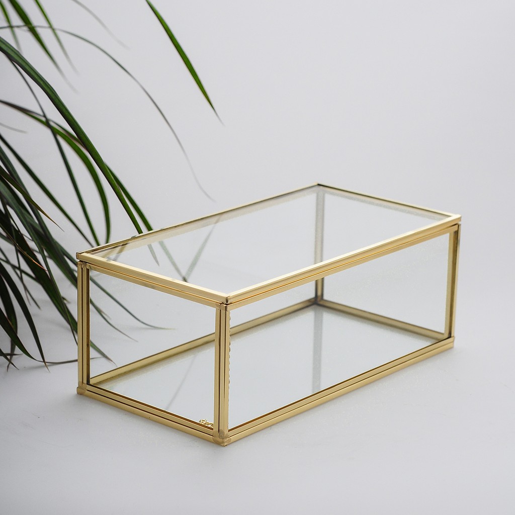 El Crea Designs Takı, Makyaj, Aksesuar, Çikolata Kutusu Kapaklı Cam Ham Pirinç Gold 23X12X8CM SSD / Solid State Drive Fiyatı
