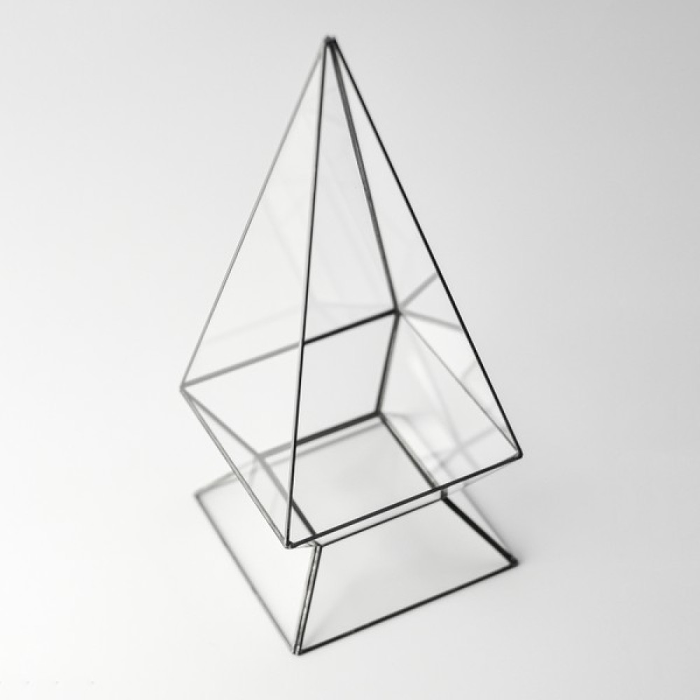 El Crea Designs Teraryum Geometrik Cam Prizma Fanus Siyah Antrasit Bitki Fiyatı