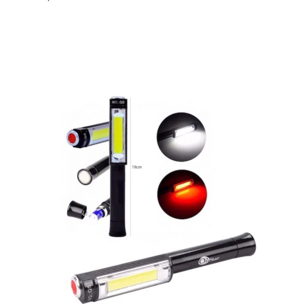El Feneri Cob LED Kırmızı Flaşörlü Pilli 5W Mıknatıslı El Feneri Fiyatı