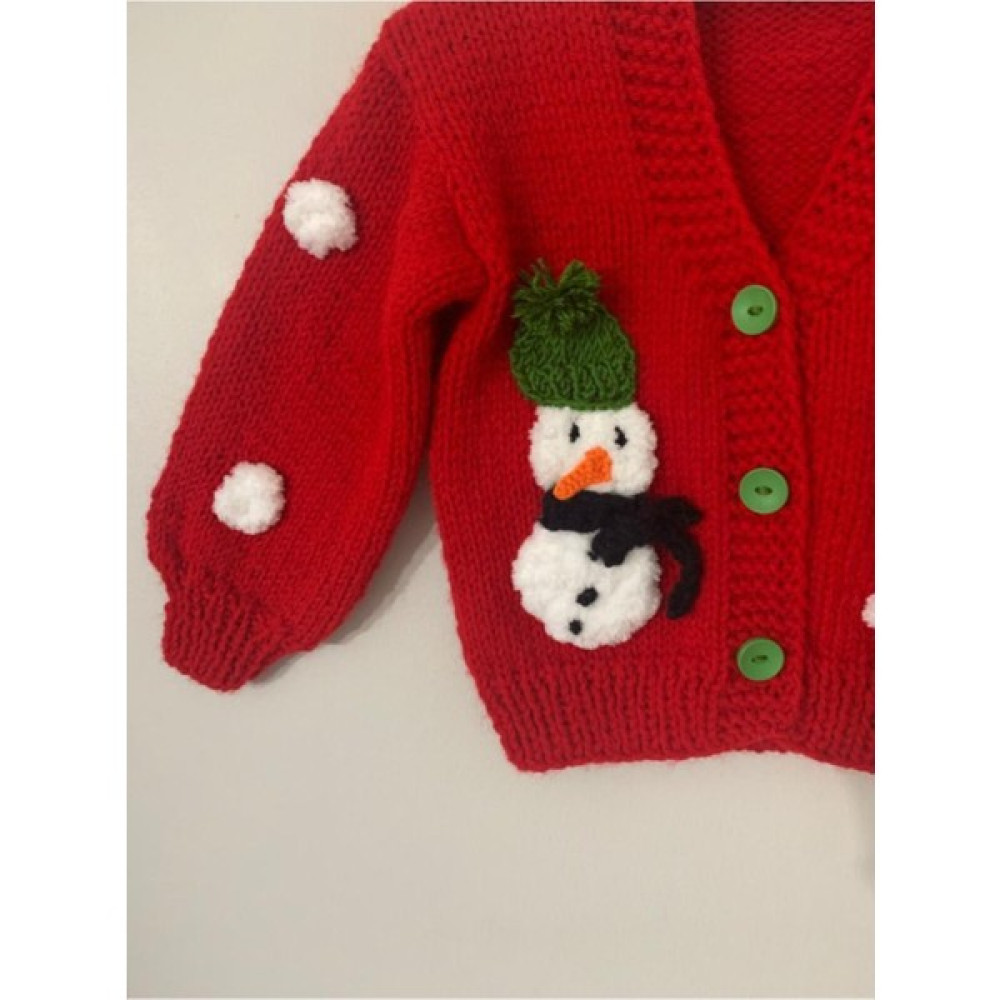 El Örgüsü Cici Bebe El Örgüsü Unisex New Year Yılbaşı Noel Christmas Kırmızı Bebek Hırka Bebek Hırkası Fiyatı