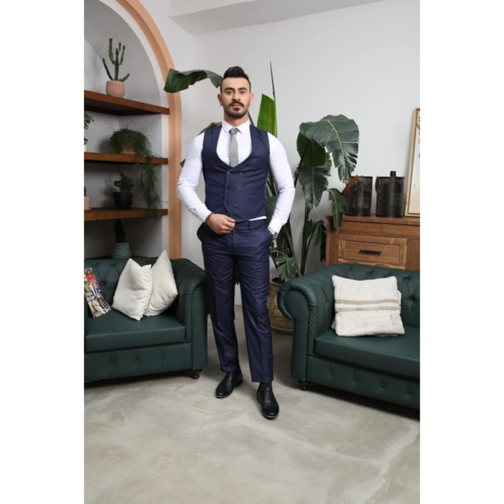 El Suit Indigo Yelekli Takım Elbise Erkek Takım Elbise Fiyatı