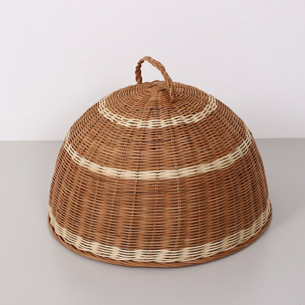 El Yapımı Bohem İskandinav Rattan Hasır Yemek Koruyucu, Pasta Kek Börek Saklama Kabı 40x25x30cm Saklama Kapları Fiyatı