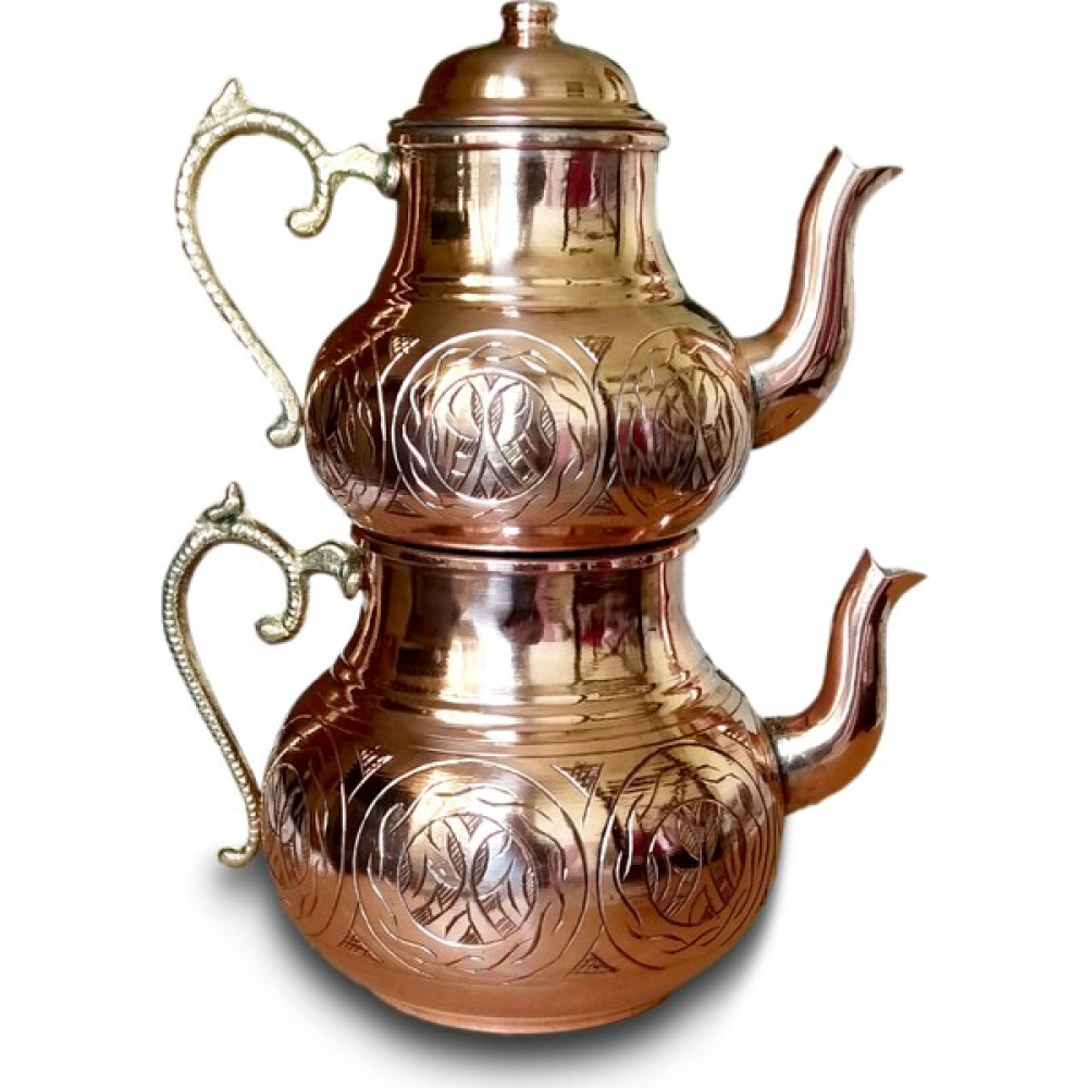 El Yapımı Gaziantep Oyma Işlemeli Bakır Çaydanlık Takımı Çay / Çaydanlık Setleri Fiyatı