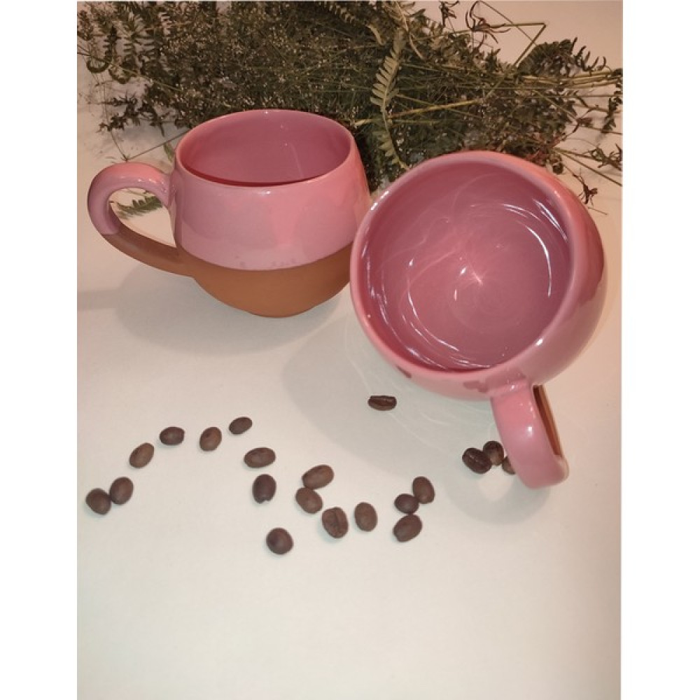 El Yapımı Toprak Pembe Çift Kişilik Kupa Bardak & Nescafe - Filtre Kahve - Süt Kupası - Kulplu Çömlek - Doğum Günü - Anneler Günü - Sevgililer Gün... Fincan / Bardak / Kahve Takımı Fiyatı