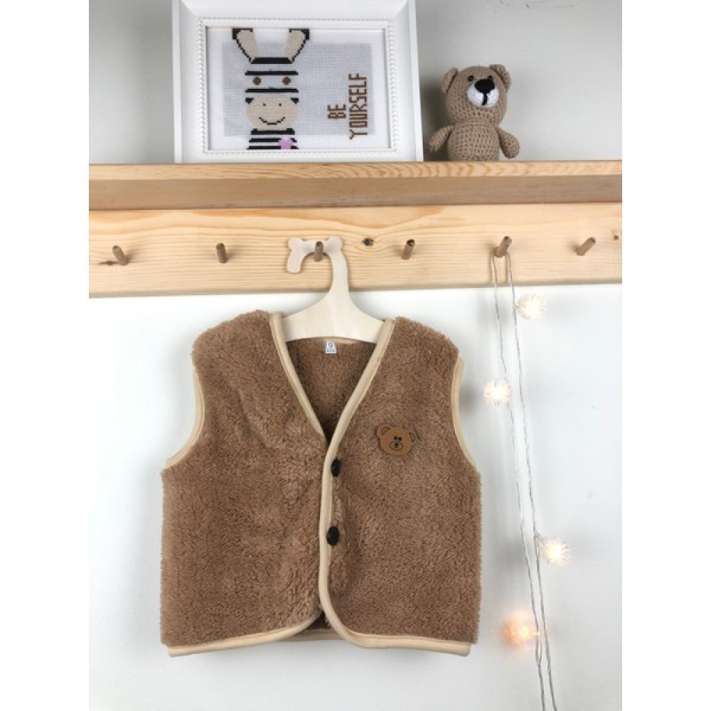 Ela Mama Peluş Polar Bebek Yelek Wellsoft Ayı Bebek Yeleği Fiyatı