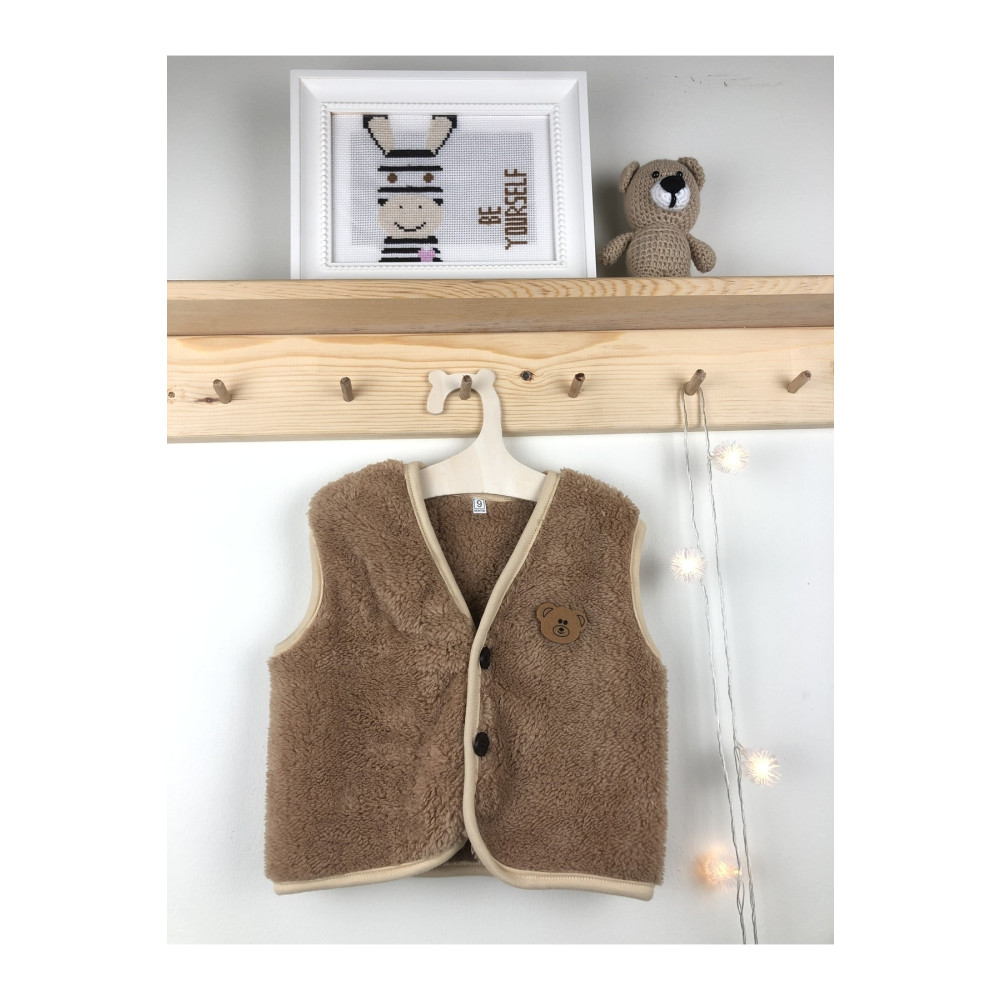 ELA MAMA Peluş Polar Bebek Yelek Wellsoft Ayı Açık Kahve 3-6 AY Beden Kadın Yelek Fiyatı