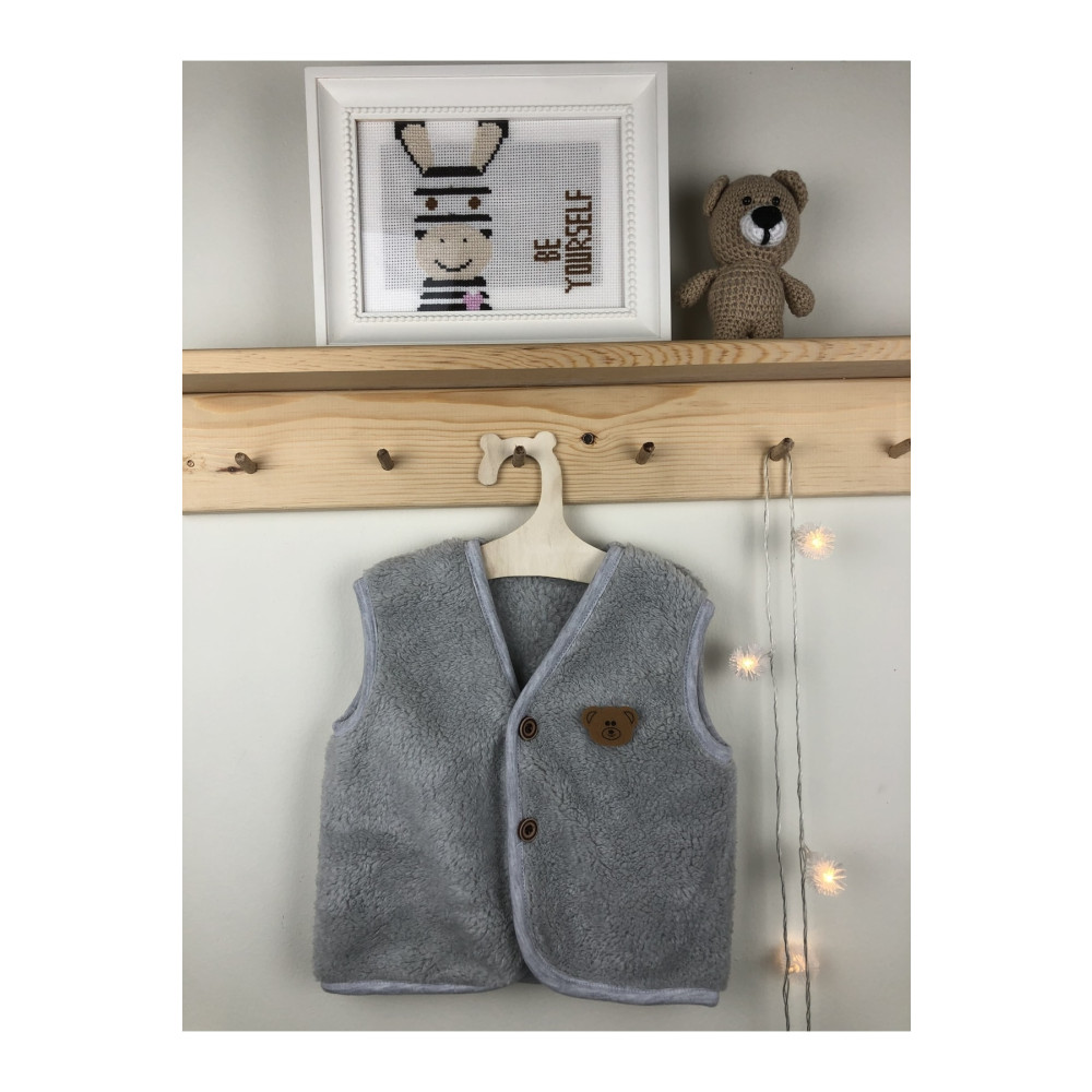 ELA MAMA Peluş Polar Bebek Yelek Wellsoft Ayı Gri 12-18 AY Beden Kadın Yelek Fiyatı