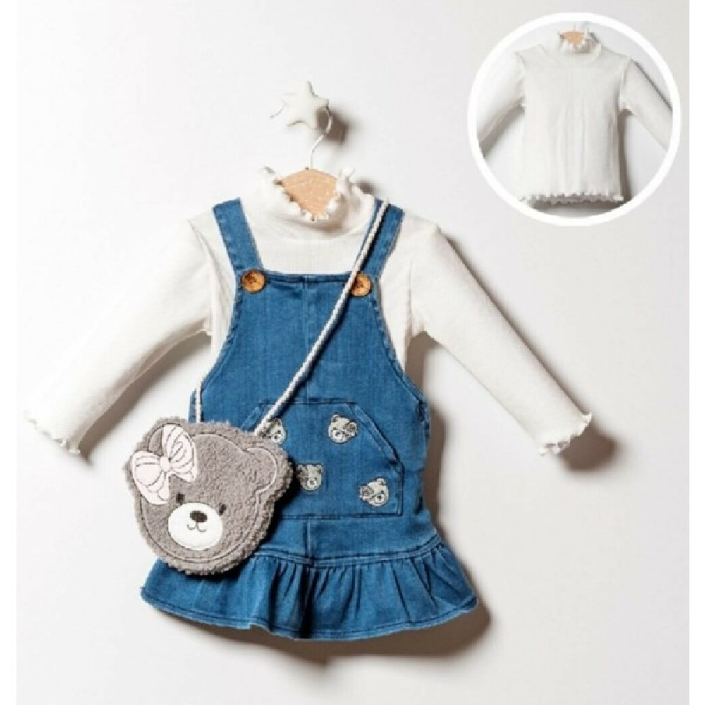 Elada Moda Kız Çocuk Kot Elbise (Denim Dress) (Elbise-Body-Çanta) Kız Çocuk Elbise Fiyatı