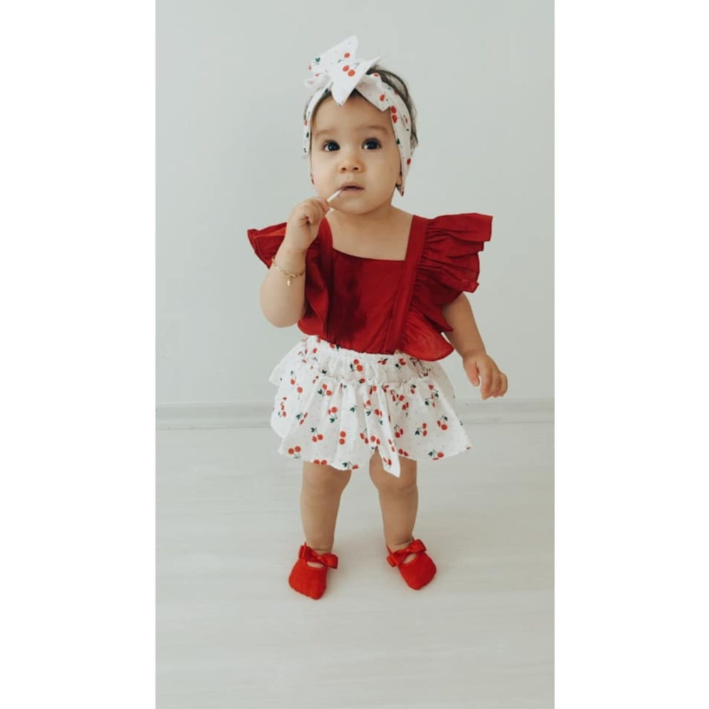 elahobi Kirazlı Bebek Salopet Tulum 6-12 Ay Beden Elbise Fiyatı