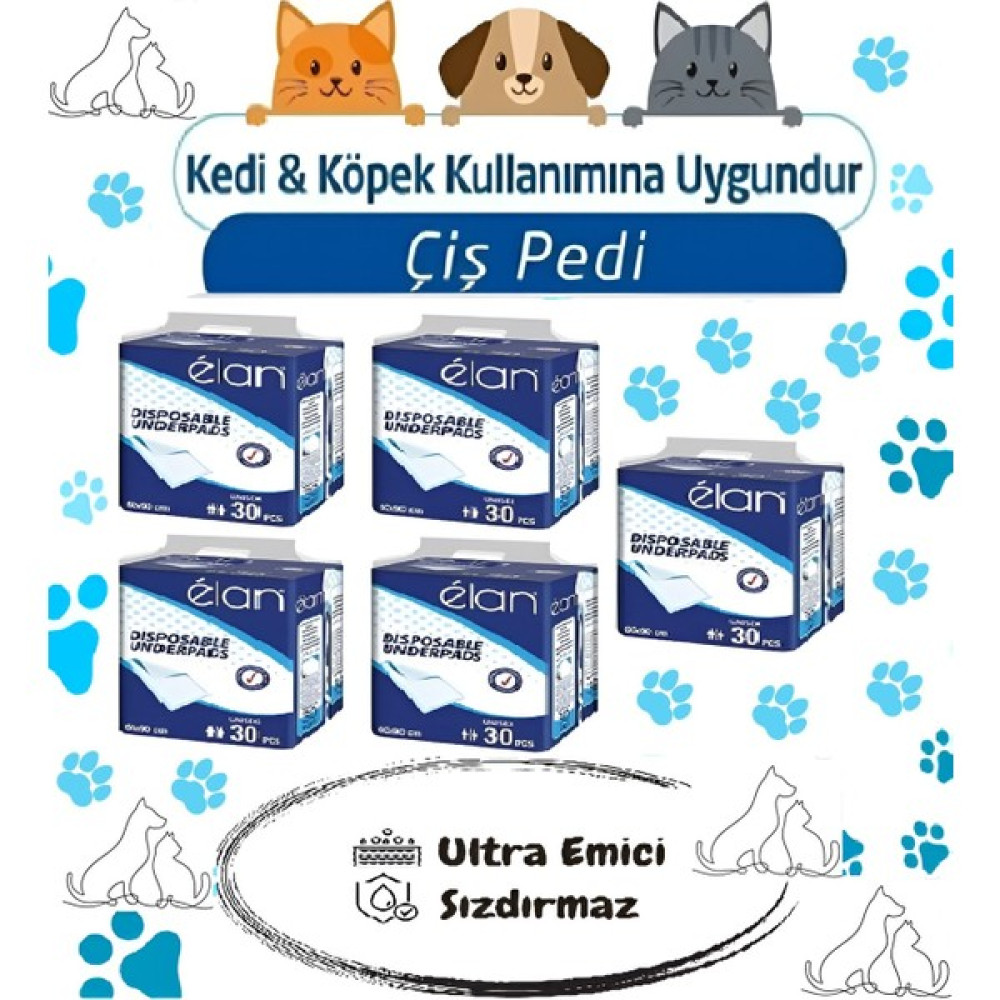 Elan Kedi Köpek Çiş Pedi Ultra Emici 60CMX90CM 150 Adet Evcil Hayvan Ürünleri Fiyatı