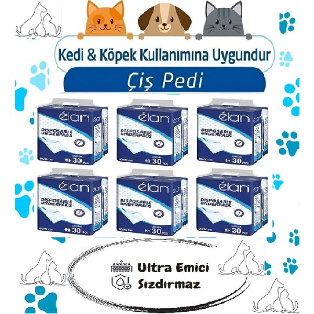 Elan Kedi Köpek Çiş Pedi Ultra Emici 60CMX90CM 180 Adet Evcil Hayvan Ürünleri Fiyatı