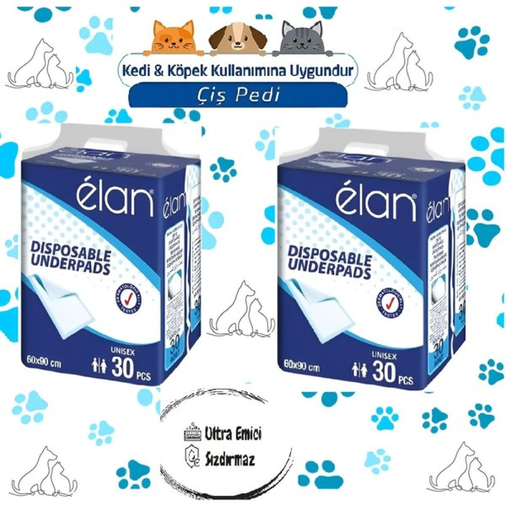 Elan Kedi Köpek Çiş Pedi Ultra Emici 60CMX90CM 60 Adet Evcil Hayvan Ürünleri Fiyatı