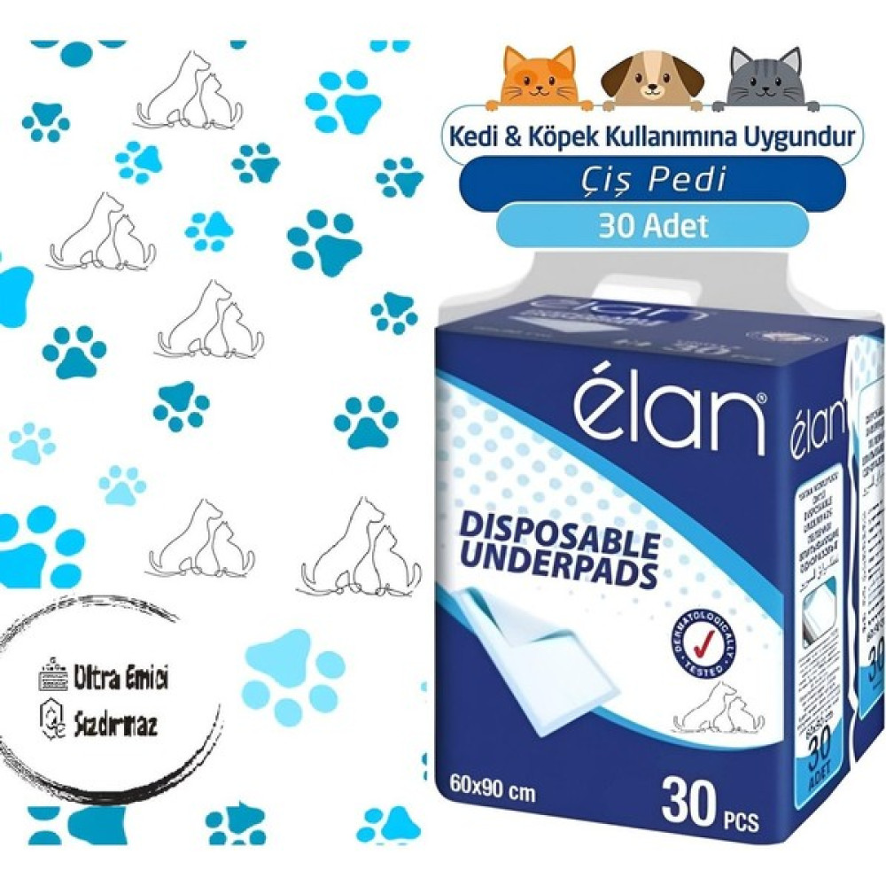 Elan Kedi Köpek Çiş Pedi Ultra Emici 60CMX90CM 90 Adet Evcil Hayvan Ürünleri Fiyatı