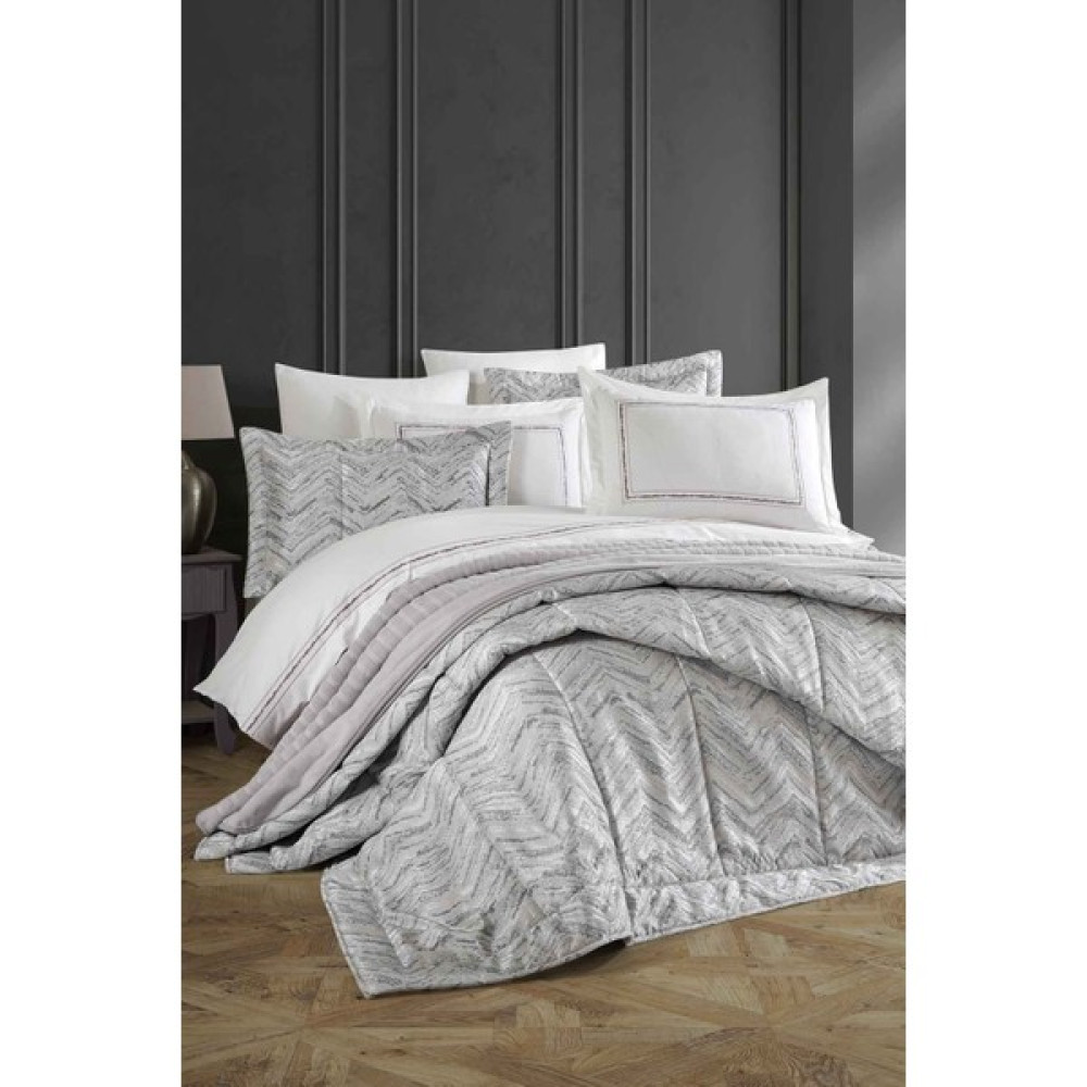 Elart Elart çeyiz Paketi 10 Parça (Yatak Örtüsü+Nevresim Takımı+Battaniye) Ambiyans Gümüş - 260 x 270 cm Yatak Örtüsü Fiyatı