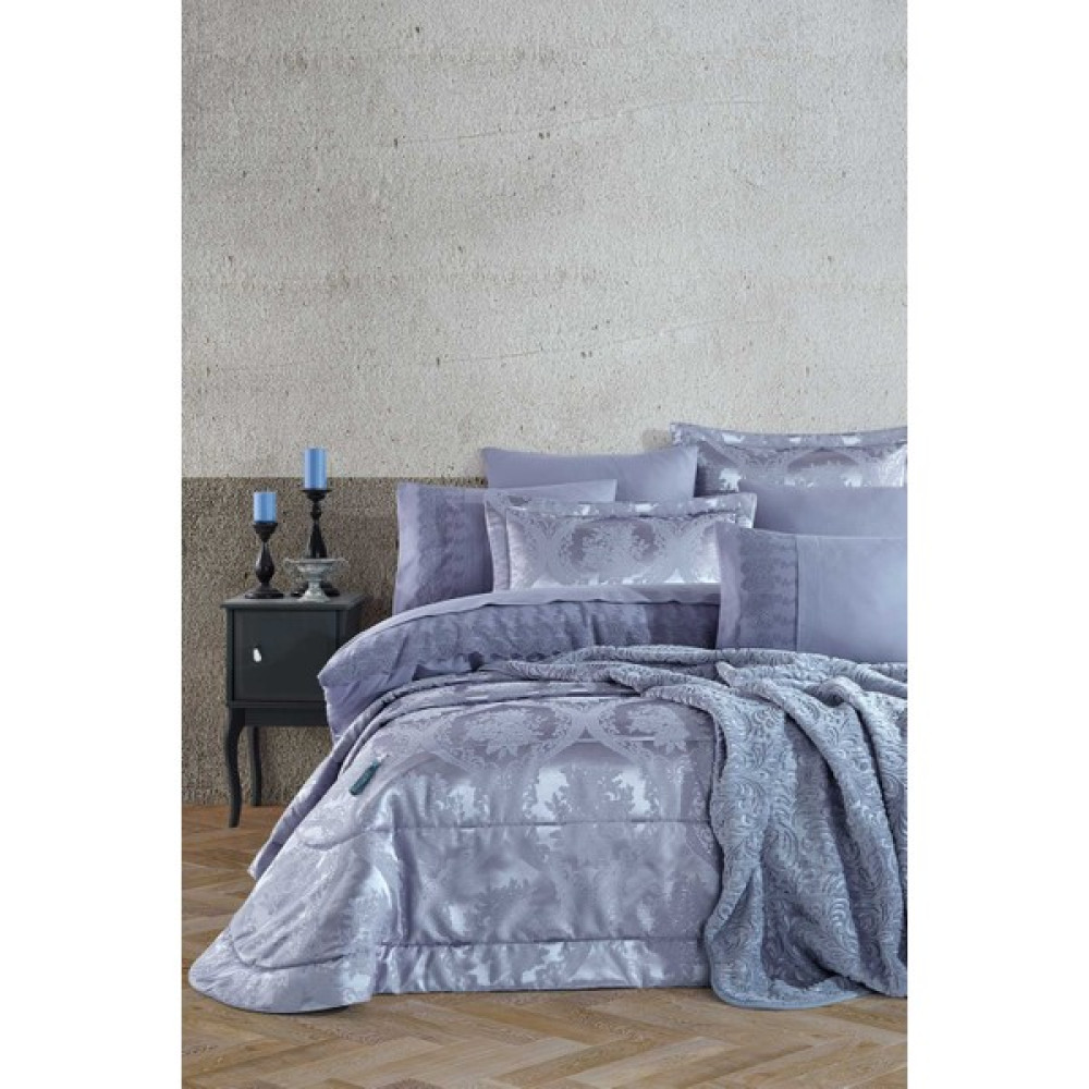 Elart Elart yatak Örtüsü Takımı Çift Kişilik Elyaf Dolgulu Şönil Kumaş Bronze Mavi - 270 x 260 cm Yatak Örtüsü Fiyatı