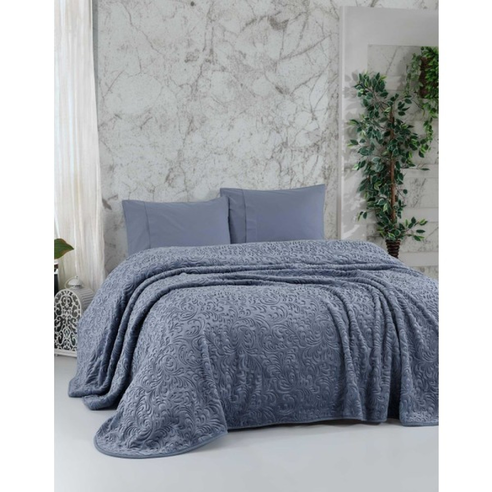 Elart Embos Battaniye Çift Kişilik Mavi 220X240CM - 3000 gr - 220 x 240 cm Battaniye Fiyatı