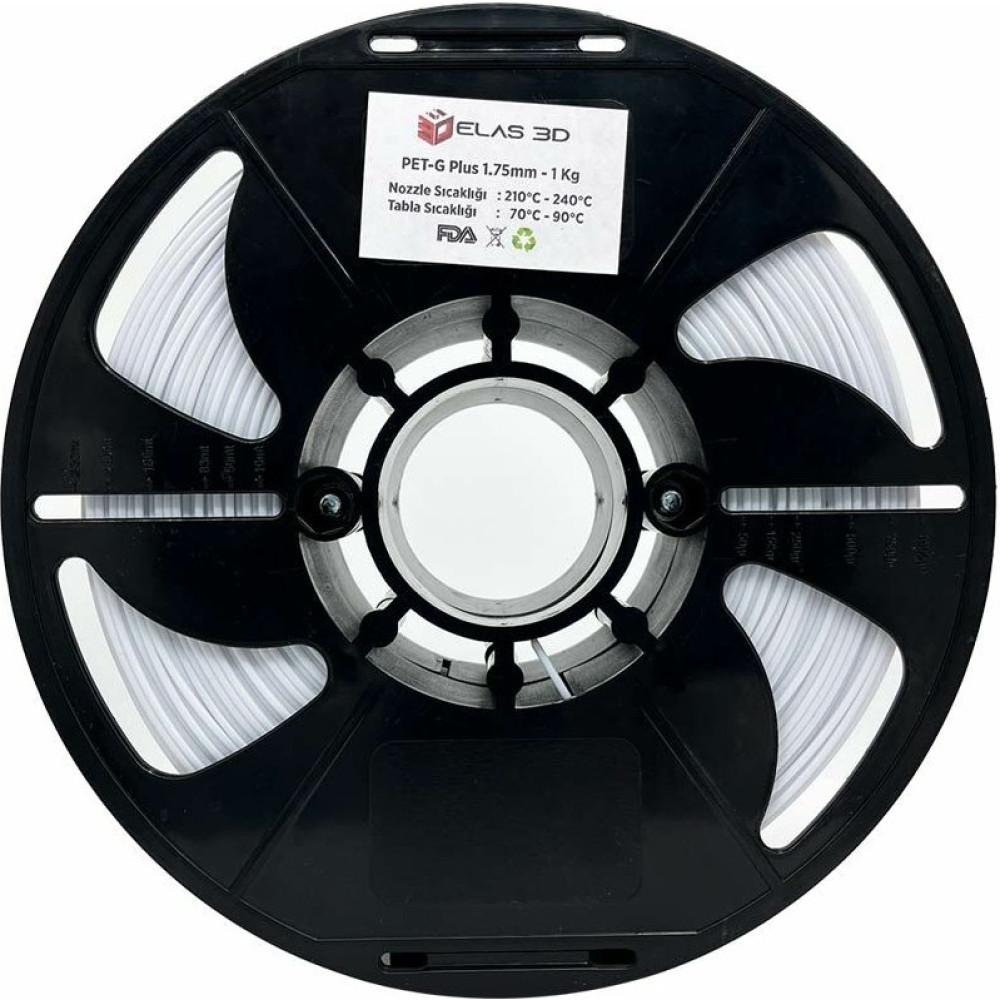 Elas 3D Elas 1.75MM Beyaz Pet-G Filament 1kg Filament Fiyatı
