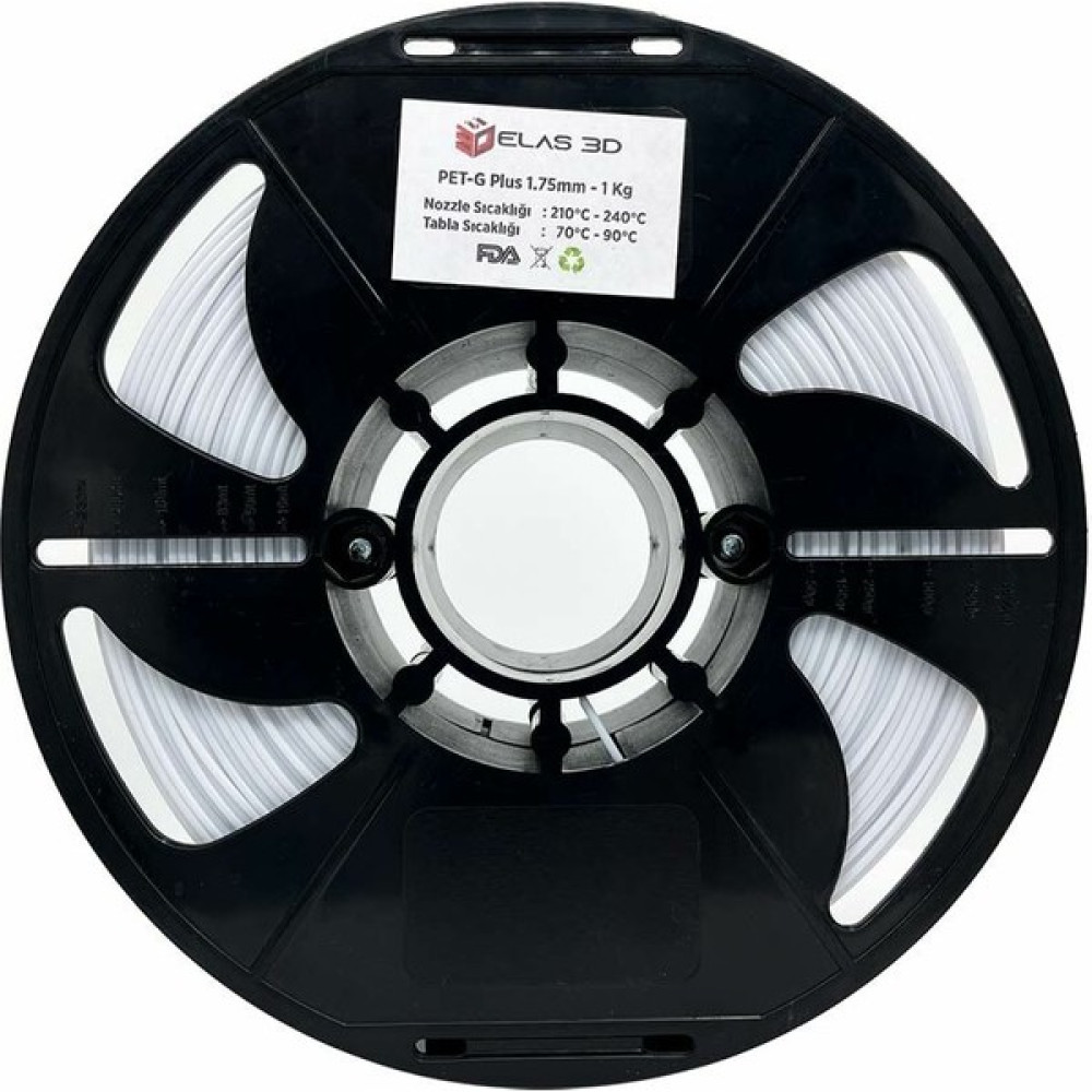 Elas 3D Elas 1.75MM Beyaz Pet-G Plus Filament 1kg Filament Fiyatı