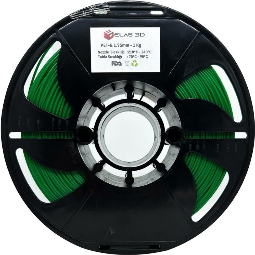 Elas 3D Elas 1.75MM Yeşil Pet-G Filament 1.75MM 1kg Filament Fiyatı