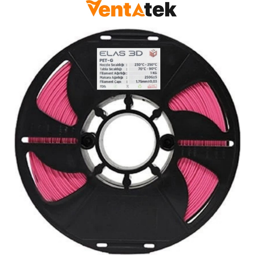 Elas 3D Pembe Petg Filament - 1.75MM - 1 kg Filament Fiyatı