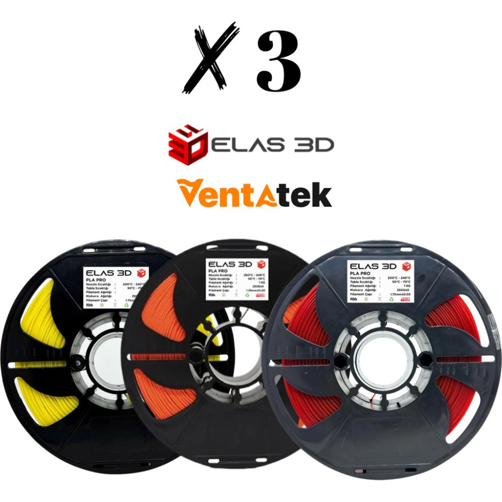 Elas 3D Pla Pro Filament 1.75MM 3 kg Avantajlı Paket Filament Fiyatı