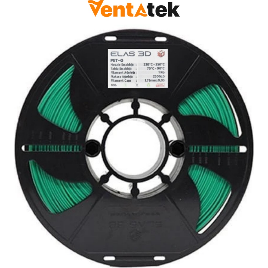 Elas 3D Yeşil Petg Filament - 1.75MM - 1 kg Filament Fiyatı