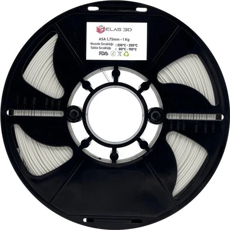 Elas Asa Beyaz Filament 1.75MM 1kg Standart Filament Fiyatı