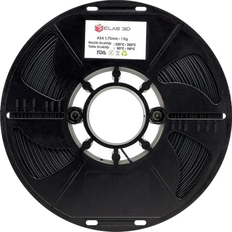 Elas Asa Siyah Filament 1.75MM 1kg Standart Filament Fiyatı
