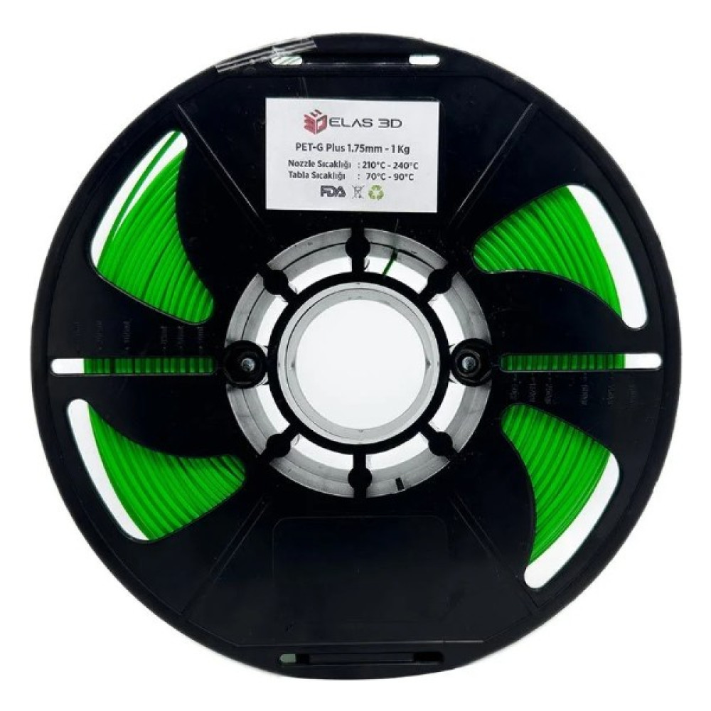 Elas Pet-G Plus Filament Fıstık Yeşili 1.75MM 1kg Standart Filament Fiyatı