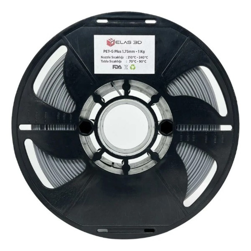 Elas Pet-G Plus Filament Gri 1.75MM 1kg Standart Filament Fiyatı