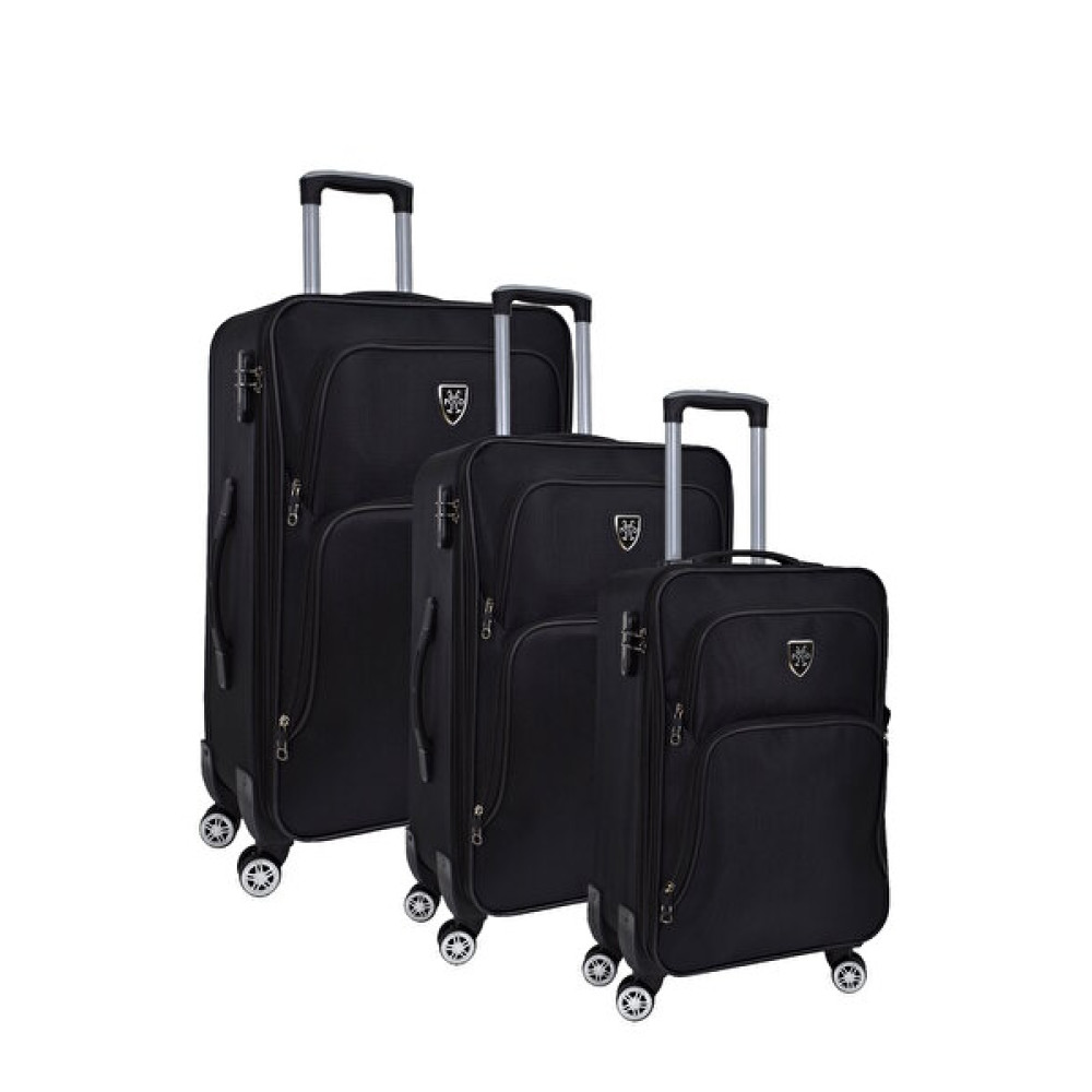 Elatae V089 Travel Polo Kumaş 4 Tekerlekli Siyah 3'lü Valiz Seti Bavul / Valiz Fiyatı