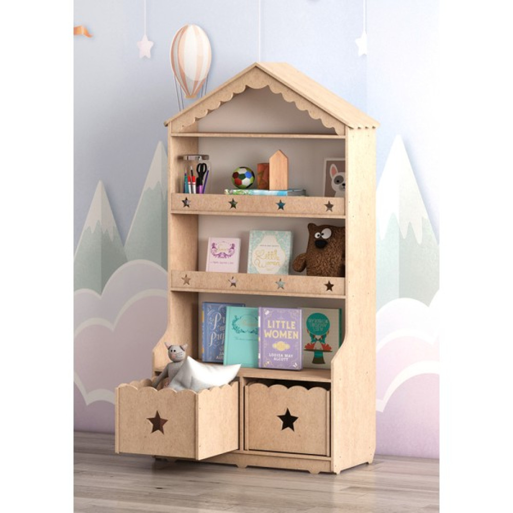 Elay Design Montessori Kitaplık Oyuncak Bölmeli Kutulu Ev Raf Çıtalı Kitaplık Fiyatı