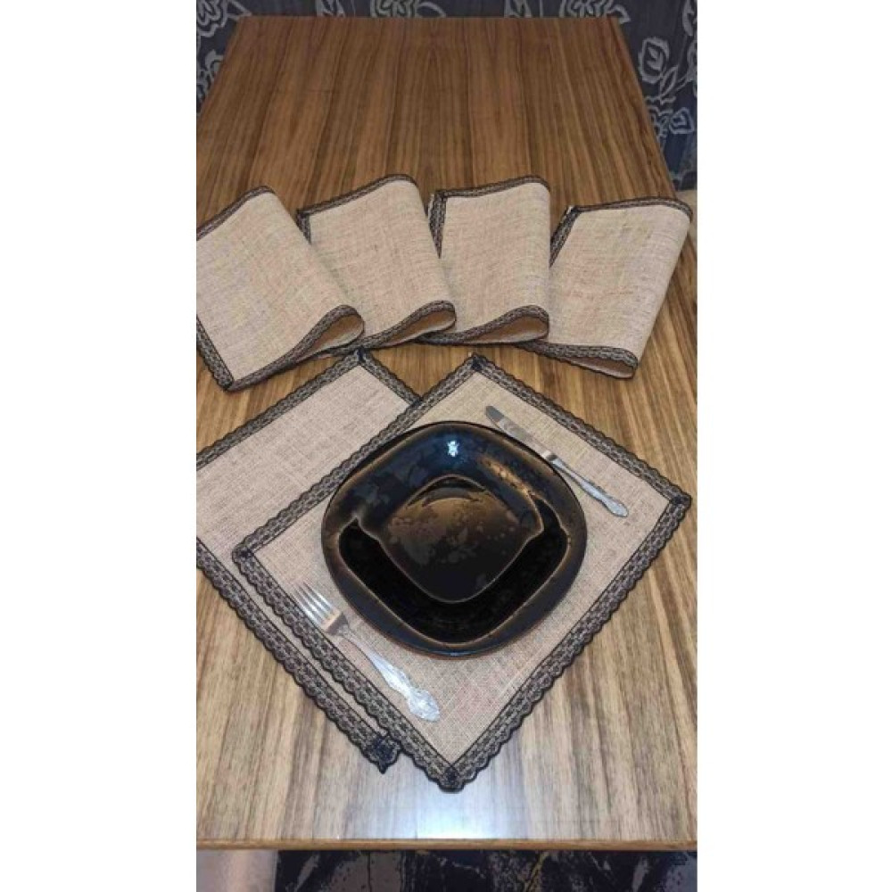 Elay Home 6 Adet Dikdörtgen Hasır Jüt Amerikan Servis Supla Sunum Takımı - Bej - 30 x 40 cm Amerikan Servis Fiyatı