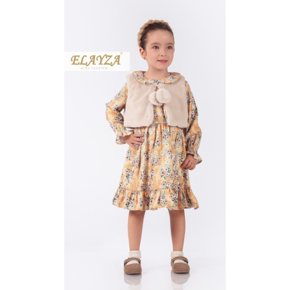 Elayza Bebe Yakalı Bolerolu Çiçek Baskılı Kışlık Kız Çocuk Elbisesi Kız Çocuk Elbise Fiyatı