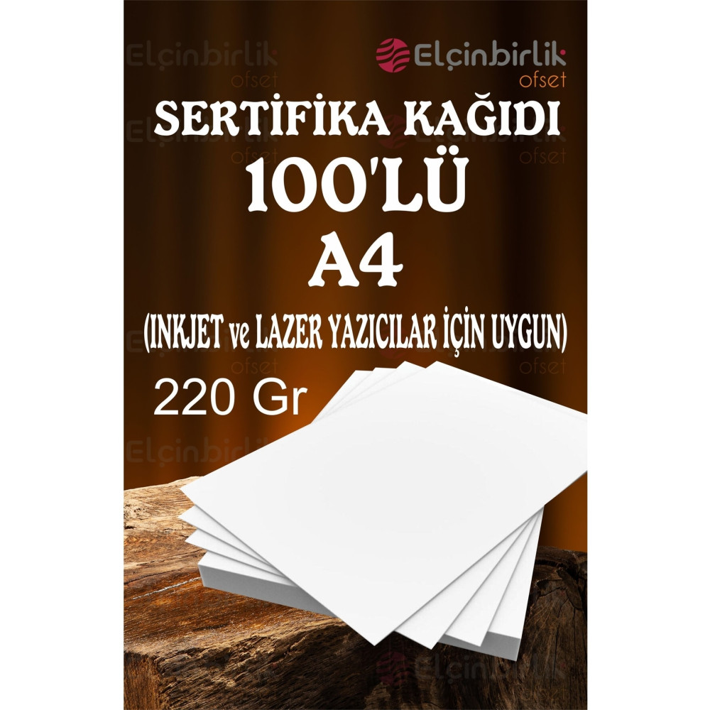 elçinbirlik A4 Sertifika Kağıdı Kalın Kartuşlu Mürekkepli Tüm Yazıcılara Uygun 100 Adet 220 Gr. Fotokopi Kağıdı Fiyatı