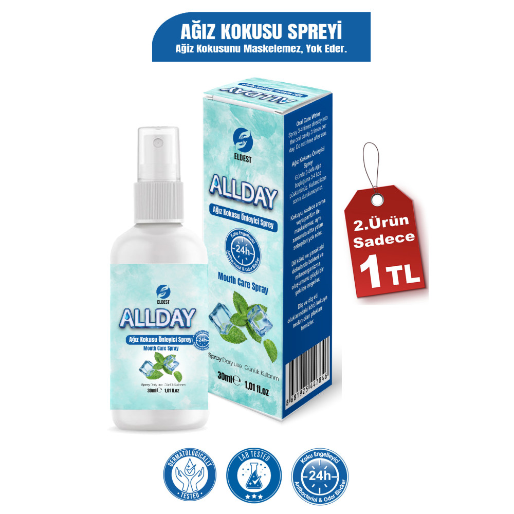 ELDEST Ağız Kokusu Önleyici Naneli Mentollü Sprey Alkolsüz Formülasyon 30ml Ağız Gargara ve Spreyi Fiyatı