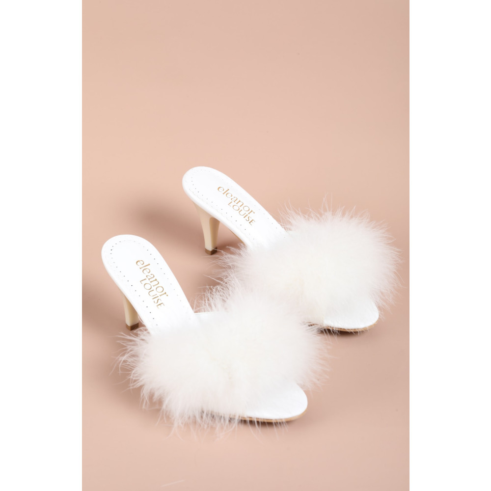 Eleanor Louise Saten Topuklu Tüylü Gelin Terliği 37 Beden Unisex Sandalet Fiyatı