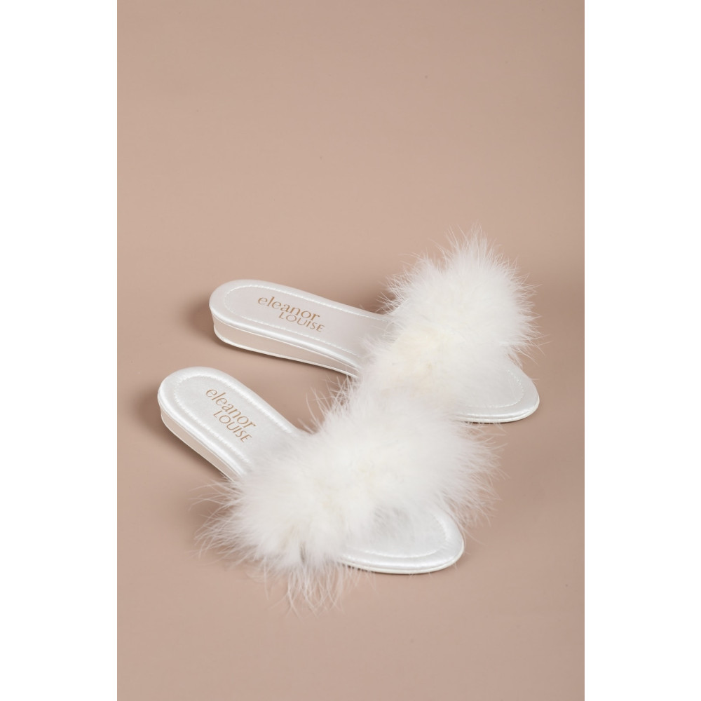 Eleanor Louise Saten Tüylü Gelin Terliği 40 Beden Unisex Sandalet Fiyatı