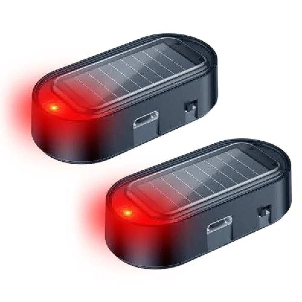 ELECTOP Car Solar Power Simulated Dummy Alarm, Anti-Theft LED Flashing Security, Automotive Warning Safety Light with USB Charging Port, 2PCS (Red) Car Alarm & Security Fiyatı
