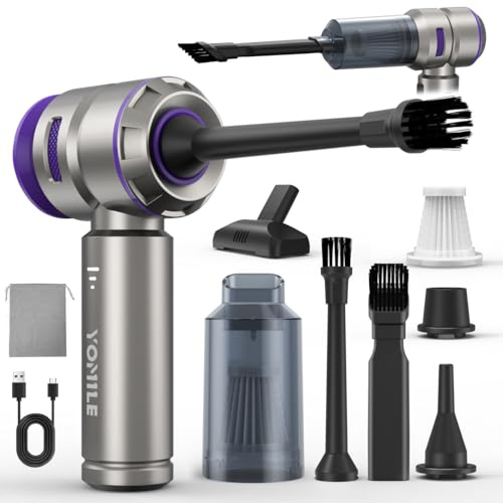 Electric air Duster - 2 in 1 210000RPM Brushless Air Duster & 21000PA Car Vacuum 9000mAh Battery Air Blower Wireless Handheld Vacuum for Car,Office and Home