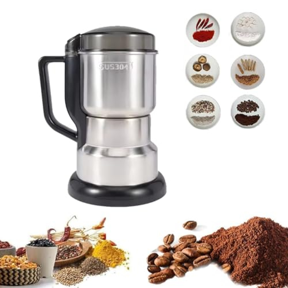 Electric Coffee Grinder, Grain mills, Spice Grinder Electric, Household Small Powder Grinding Machine, Herb Grinder, Multifunctional Grinding Machine with 304 Stainless Steel Blade