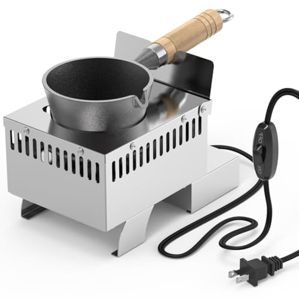Electric Lead Melting Pot for Fishing Weight Molds and Bullet Casting Molds, Max 5lbs Capacity Metal Melter, Metal Smelter Pot with Melting Pot Separated from Stainless Steel Base