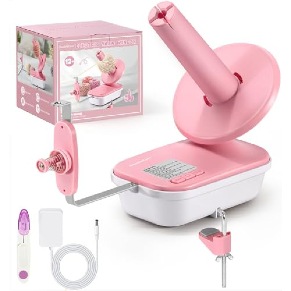 Electric Yarn Winder for Crocheting High Speed, Upgrade Three Gears Adjustable 4-10oz Large Capacity Automatic Yarn Ball Winder, Yarn Spinner, The Helper for Knitting Enthusiast,Pink