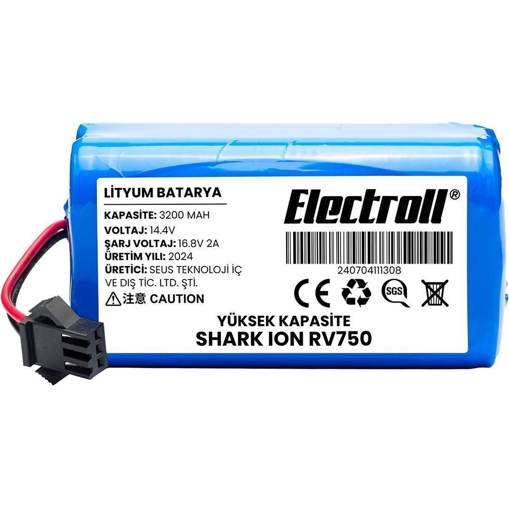 Electroll Shark Ion Rv750 Uyumlu Batarya (ULTRA YÜKSEK KAPASİTE) 3200mah Pil Robot Süpürge Batarya Değişimi Robot Süpürgeler Fiyatı
