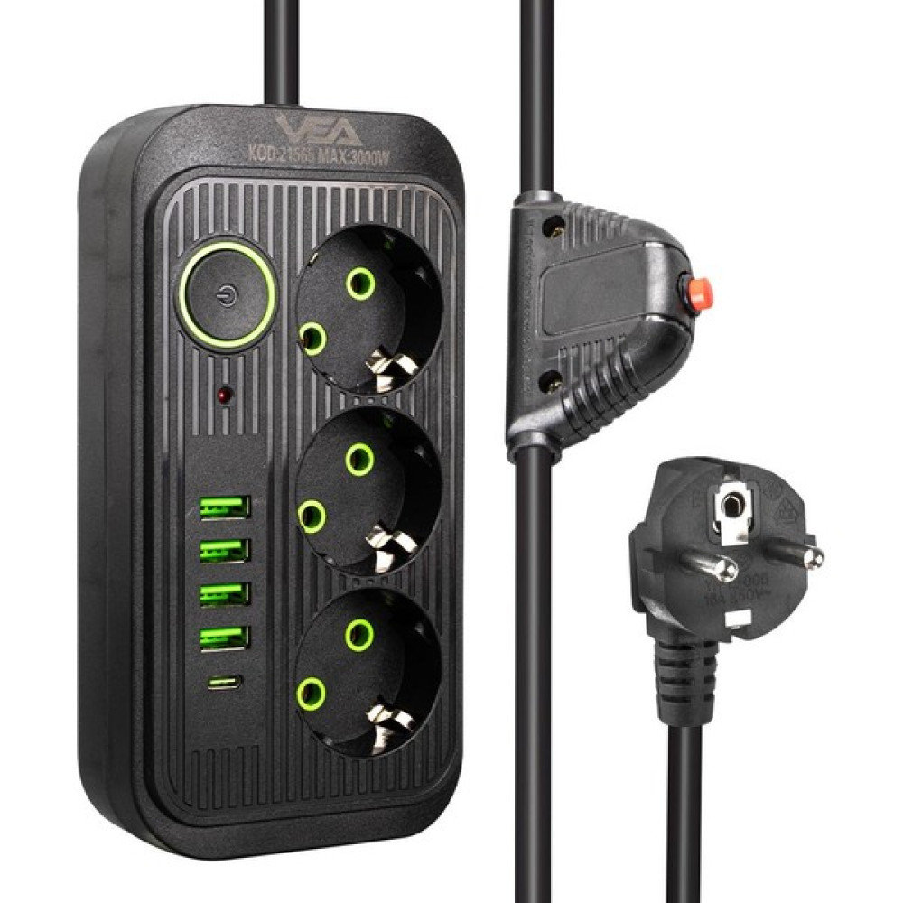 Electronaz Akım Korumalı Isıya Karşı Dayanıklı Grup Priz ve 3'lü USB Şarj Aleti 3000 Watt Akım-Korumalı-Usb-Priz Prizler Fiyatı