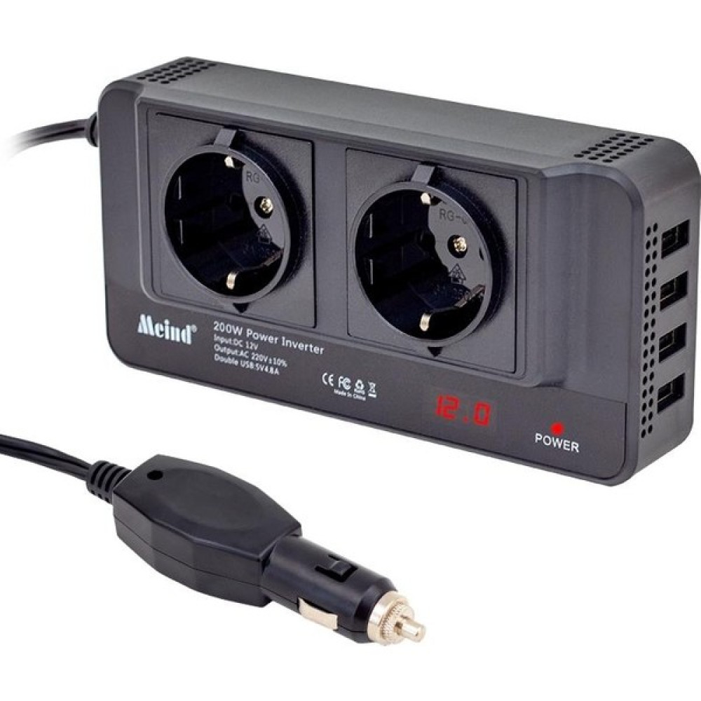 ElectroNaz Powermaster PM-19827 200 Watt 12 Volt 4 Usb'li Dıgıtal Çakmaktan Power Inverter Cep Telefonu Araç Kiti Fiyatı