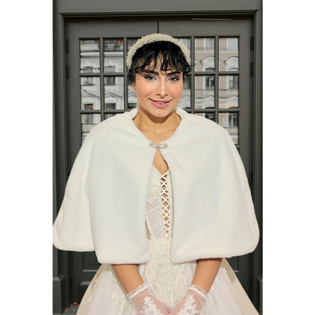 Elegance Scarf Kadın Kırık Beyaz Uzun Broşlu Etol Gelin Bolero Şal Diğer Fiyatı